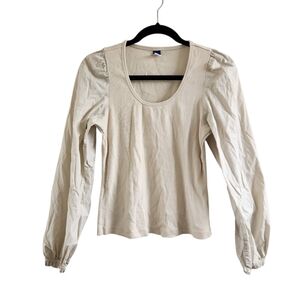 Old Navy Light Cream Scoop Neck Long Sleeve Top